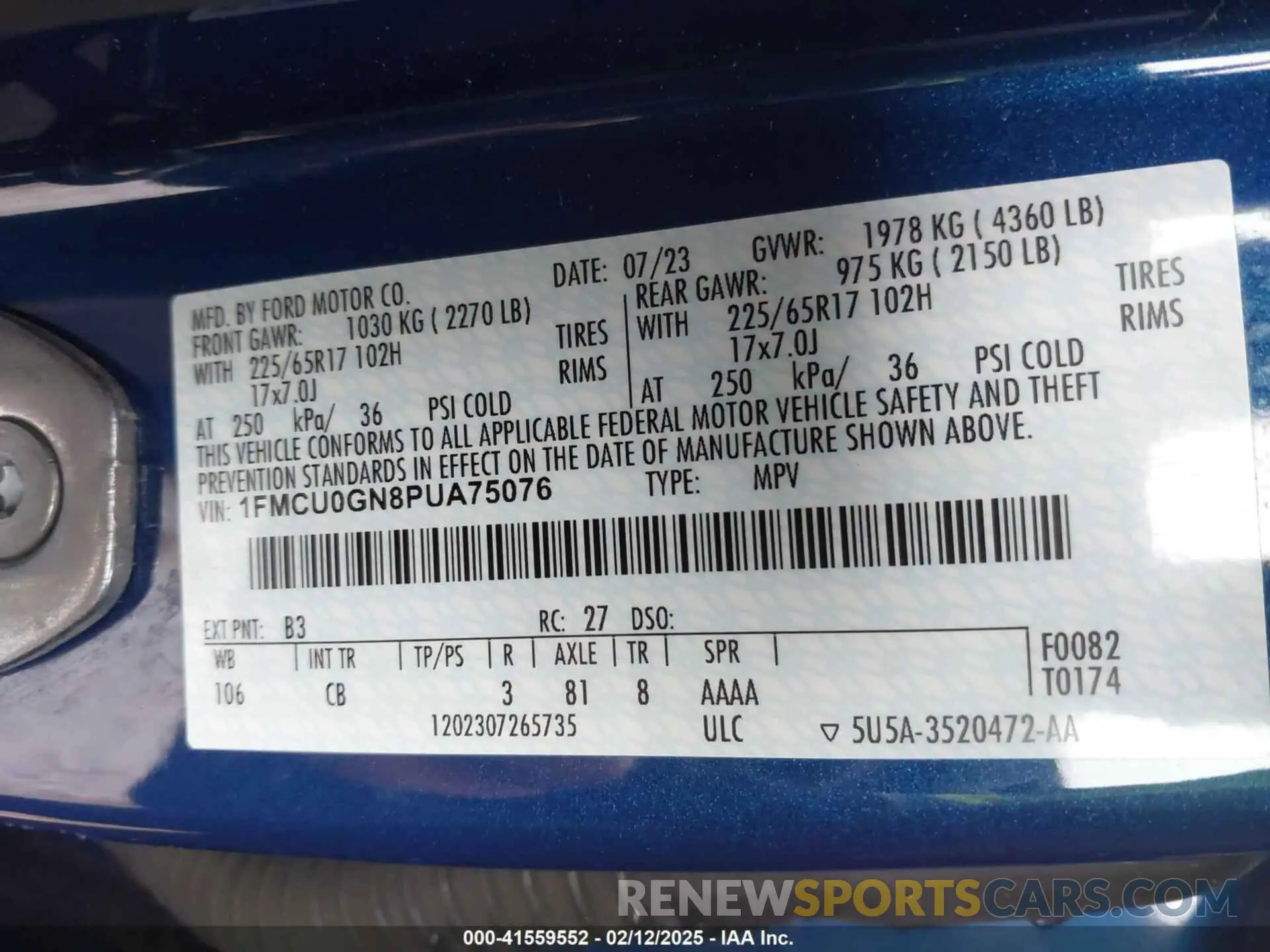 9 fotografías del automóvil dañado 1FMCU0GN8PUA75076 FORD ESCAPE 2023