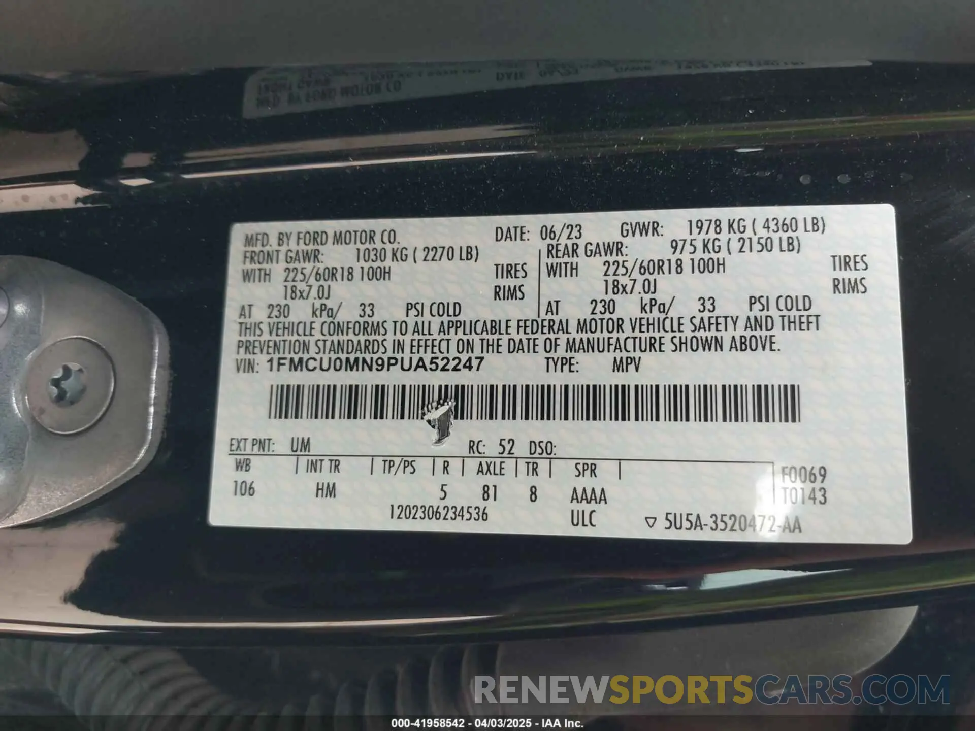9 fotografías del automóvil dañado 1FMCU0MN9PUA52247 FORD ESCAPE 2023