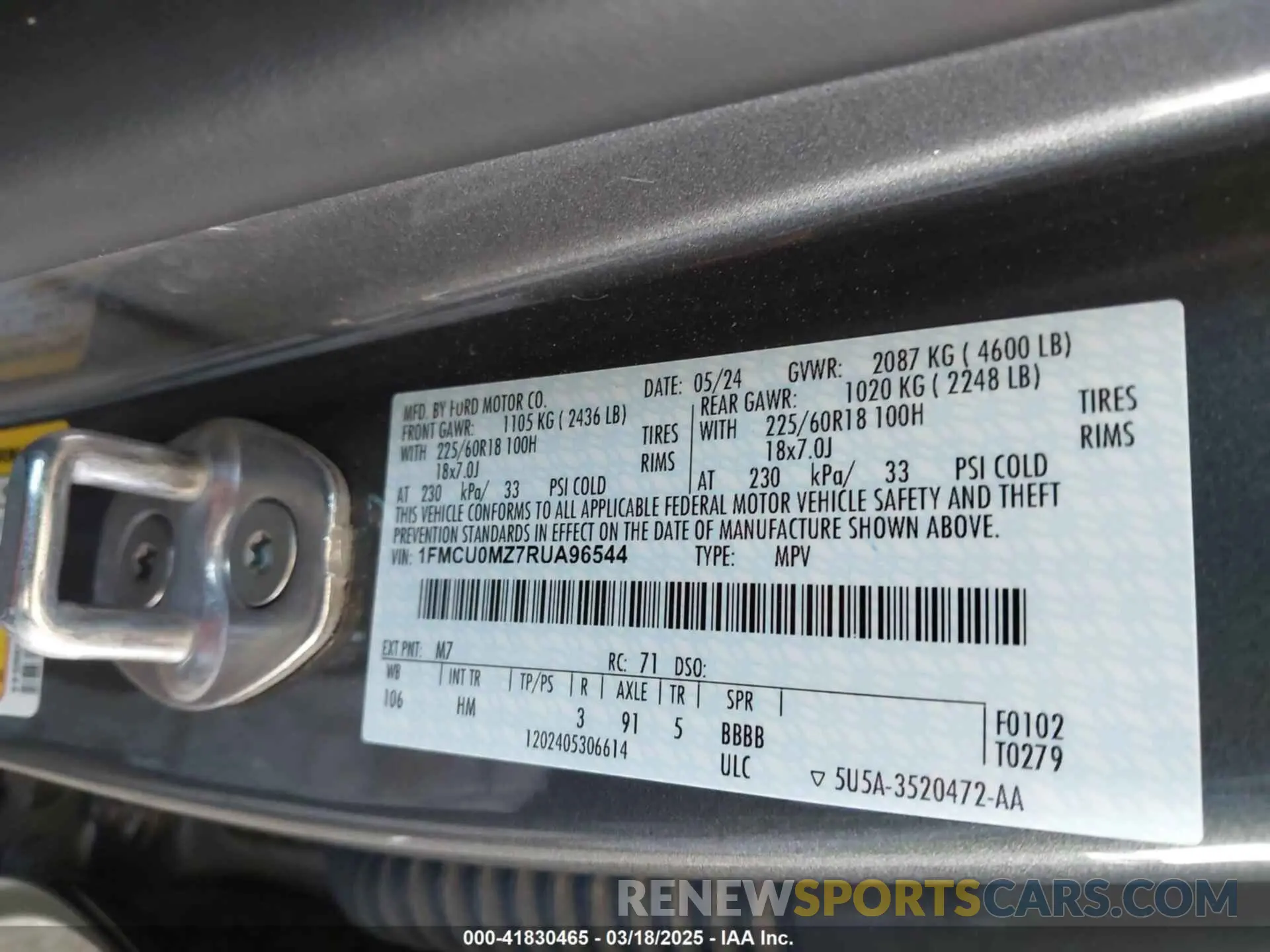 9 fotografías del automóvil dañado 1FMCU0MZ7RUA96544 FORD ESCAPE 2024