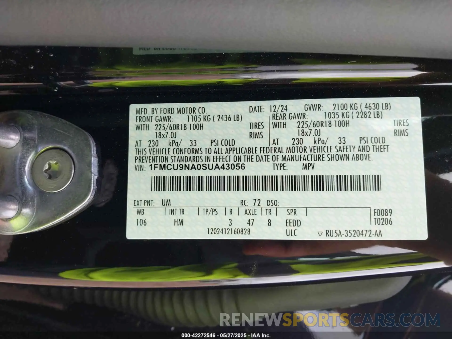 9 fotografías del automóvil dañado 1FMCU9NA0SUA43056 FORD ESCAPE 2025