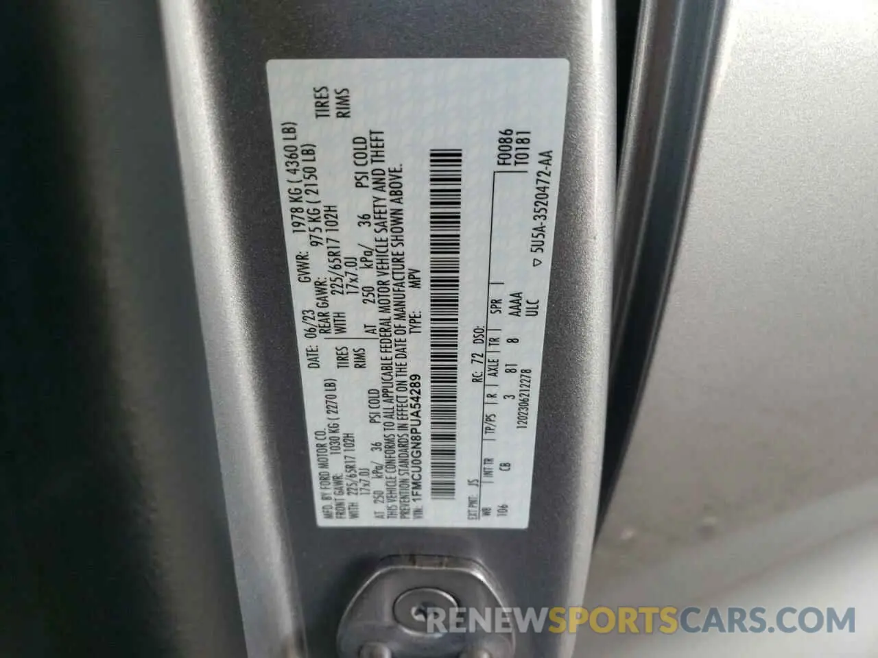 13 fotografías del automóvil dañado 1FMCU0GN8PUA54289 FORD ESCAPE ACT 2023