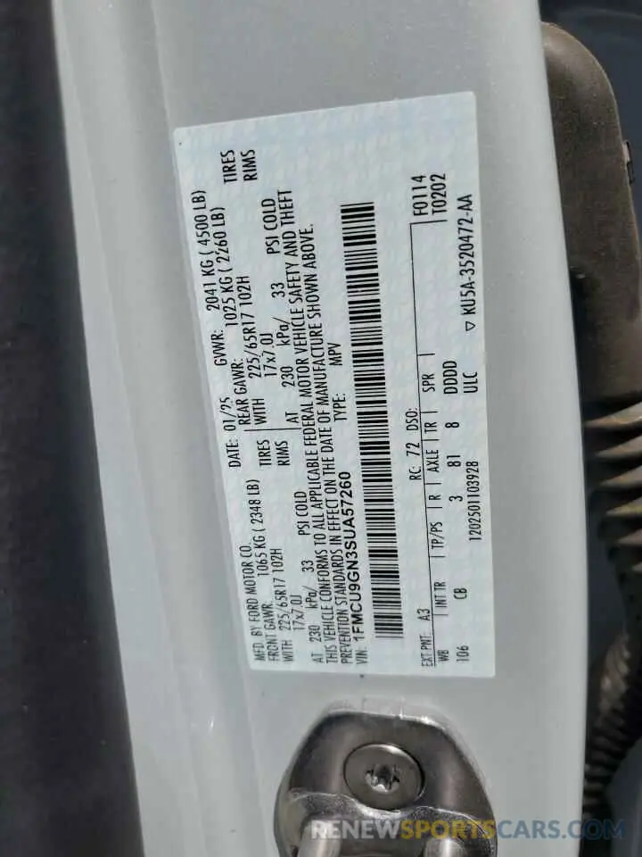 13 fotografías del automóvil dañado 1FMCU9GN3SUA57260 FORD ESCAPE ACT 2025