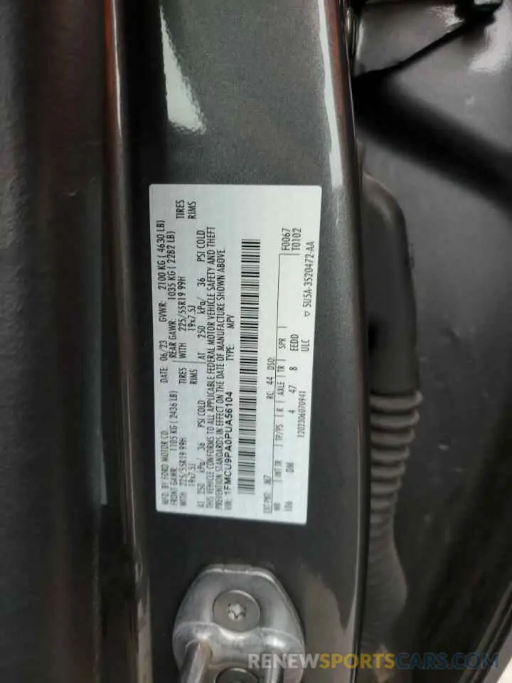 13 fotografías del automóvil dañado 1FMCU9PA0PUA56104 FORD ESCAPE ST 2023