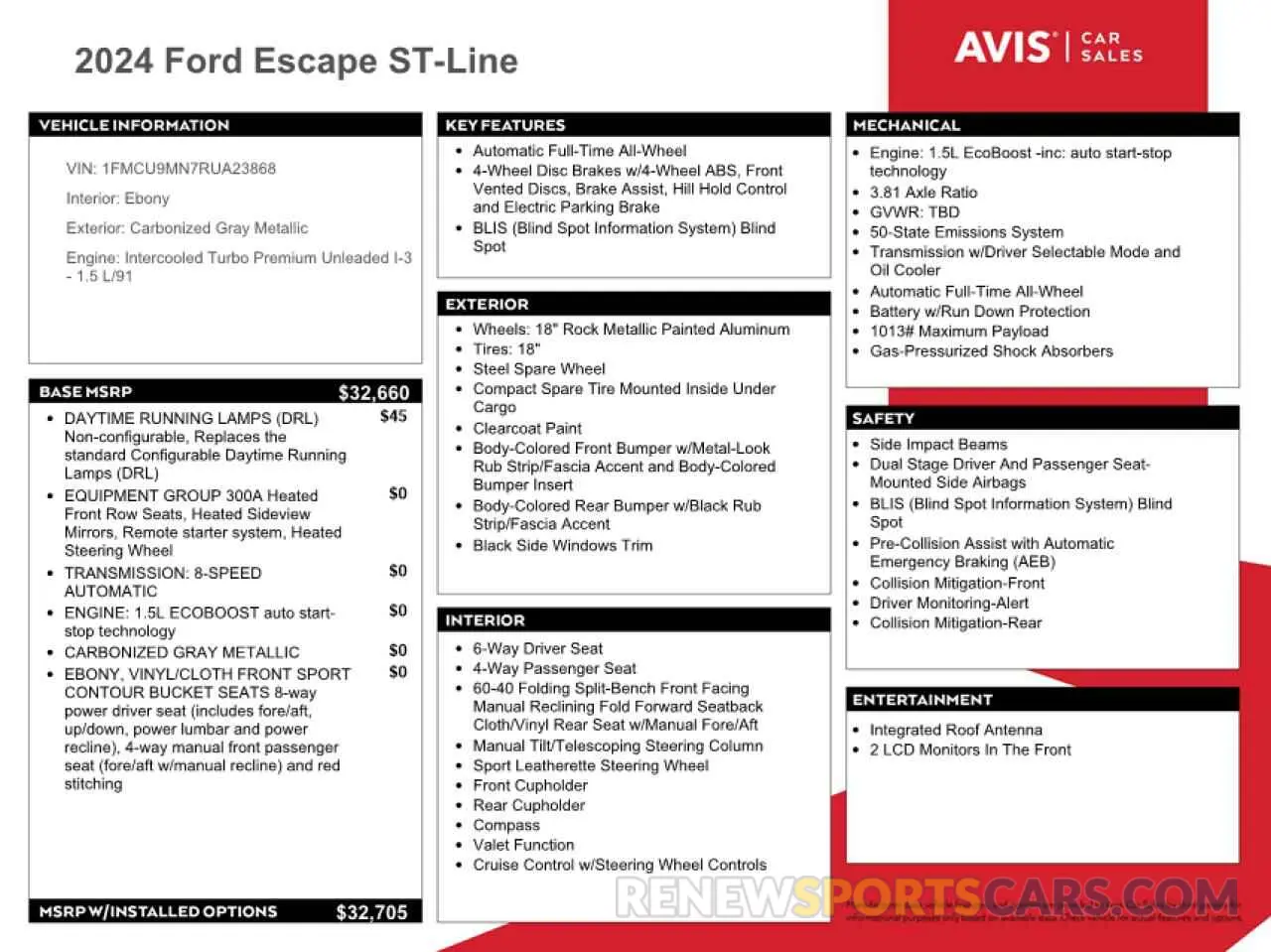 13 fotografías del automóvil dañado 1FMCU9MN7RUA23868 FORD ESCAPE ST 2024
