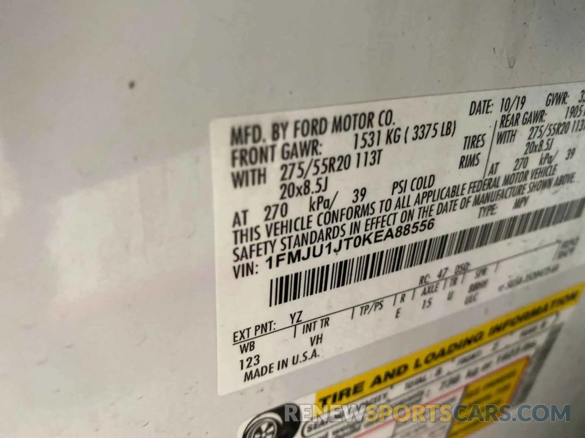 20 fotografías del automóvil dañado 1FMJU1JT0KEA88556 FORD EXPEDITION 2019