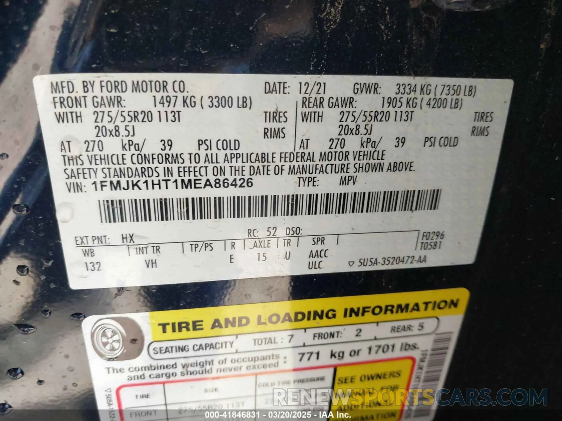 9 fotografías del automóvil dañado 1FMJK1HT1MEA86426 FORD EXPEDITION 2021