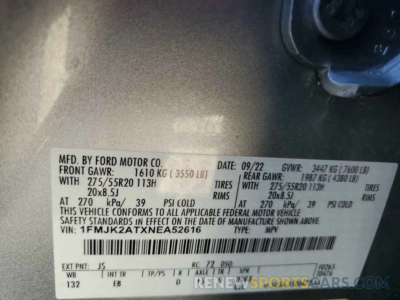 13 fotografías del automóvil dañado 1FMJK2ATXNEA52616 FORD EXPEDITION 2022
