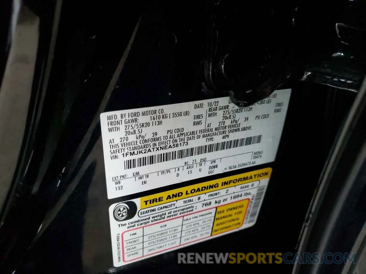 12 fotografías del automóvil dañado 1FMJK2ATXNEA58173 FORD EXPEDITION 2022