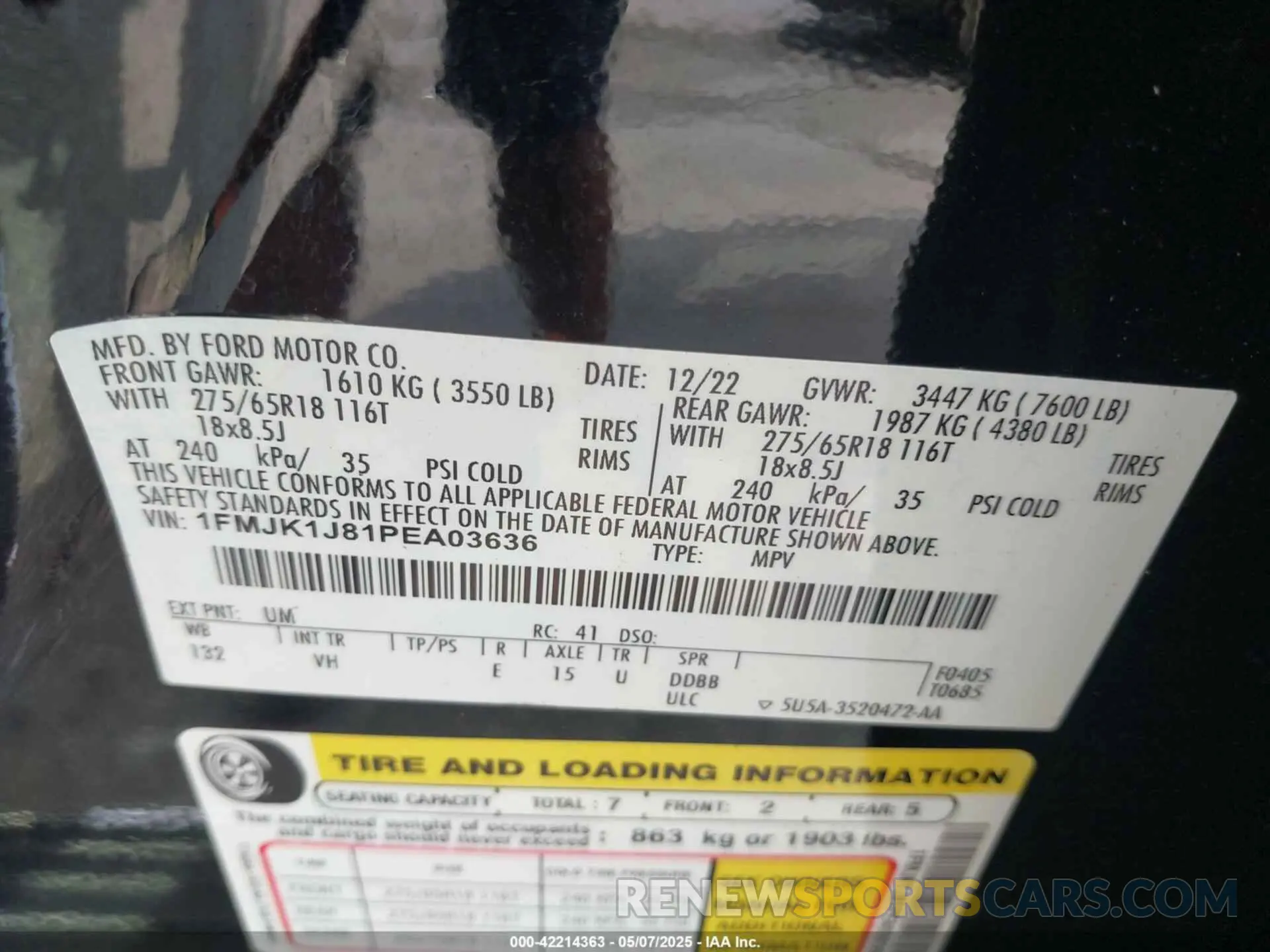 9 fotografías del automóvil dañado 1FMJK1J81PEA03636 FORD EXPEDITION 2023