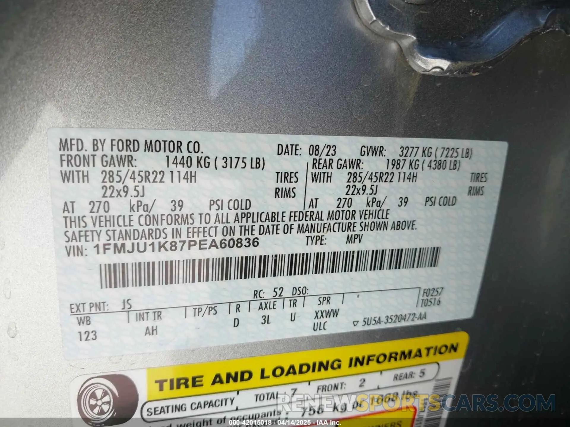 9 fotografías del automóvil dañado 1FMJU1K87PEA60836 FORD EXPEDITION 2023