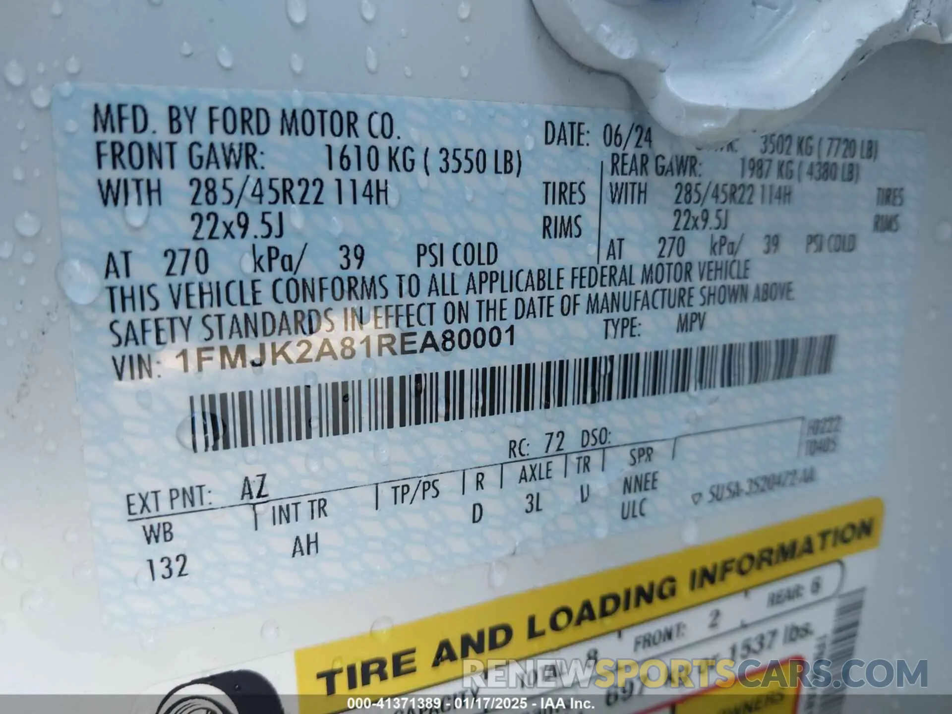 9 fotografías del automóvil dañado 1FMJK2A81REA80001 FORD EXPEDITION 2024
