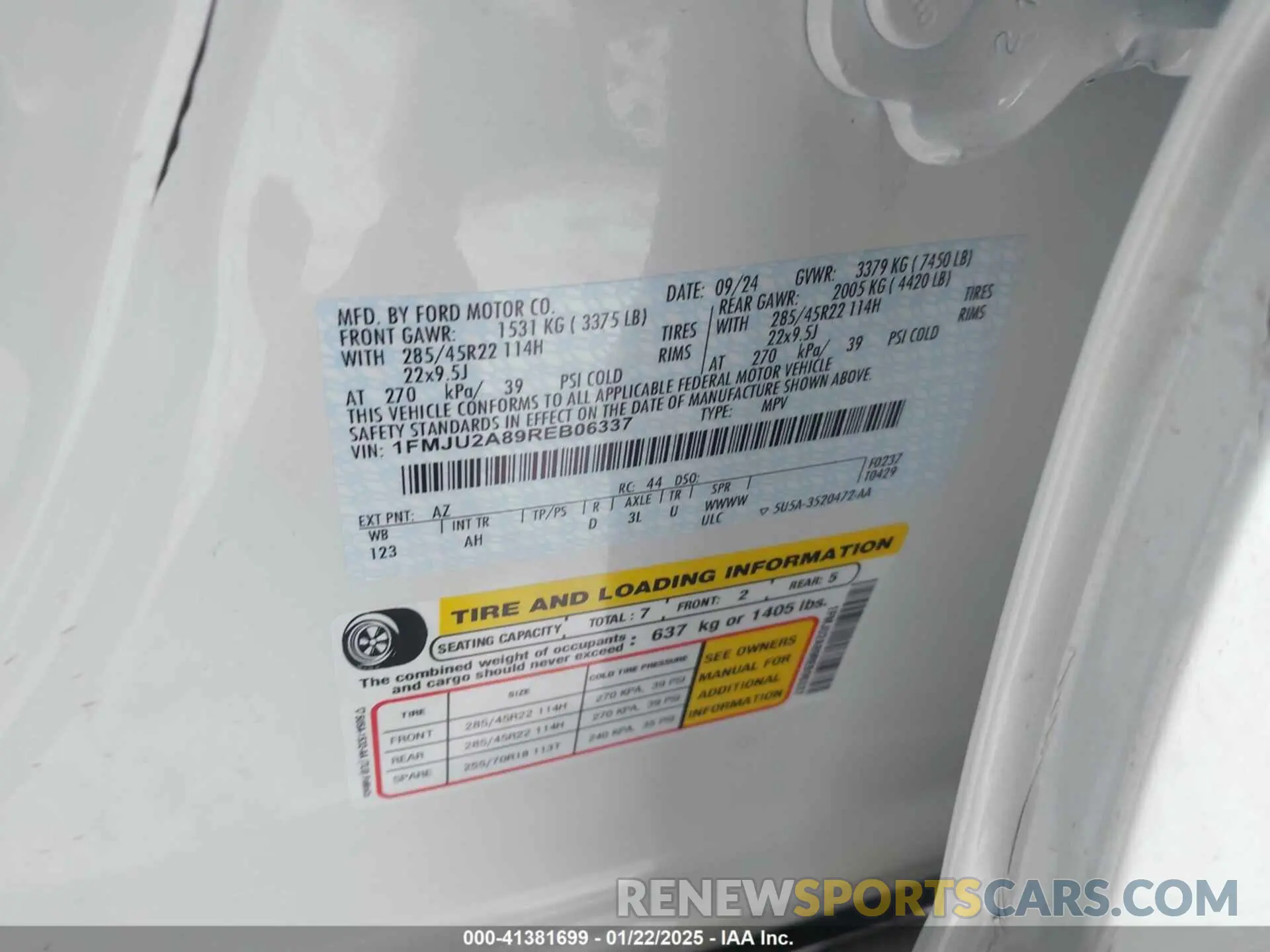9 fotografías del automóvil dañado 1FMJU2A89REB06337 FORD EXPEDITION 2024