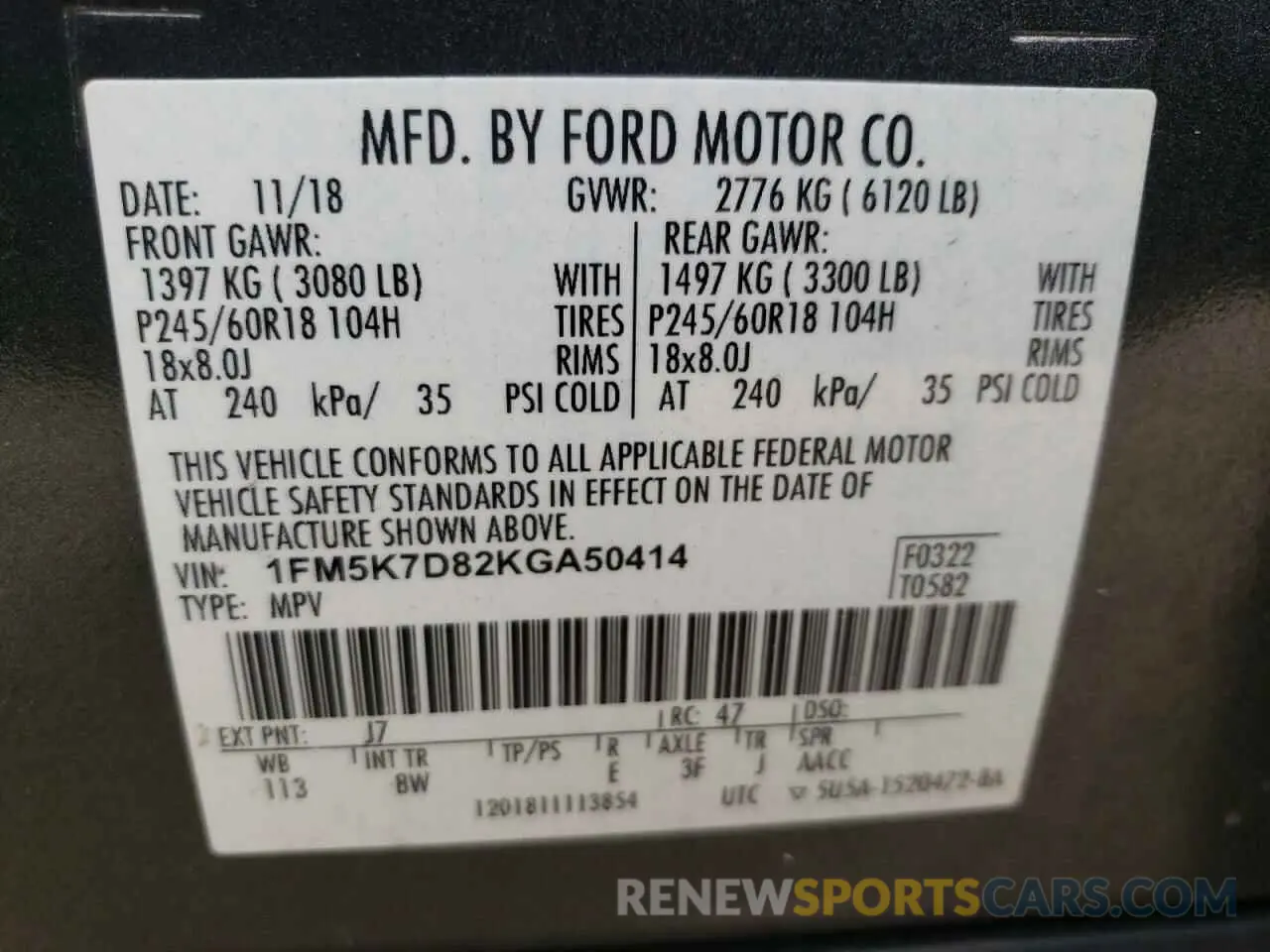 13 fotografías del automóvil dañado 1FM5K7D82KGA50414 FORD EXPLORER 2019