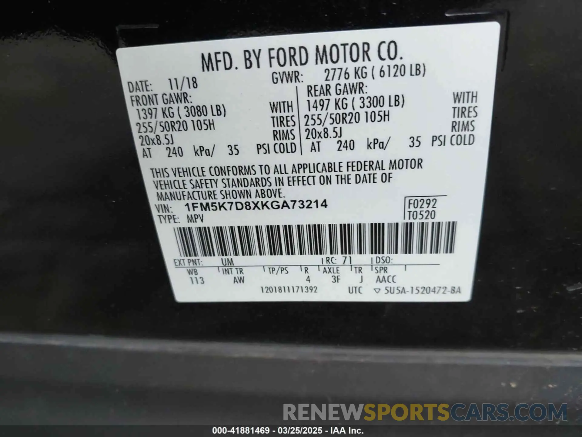 9 fotografías del automóvil dañado 1FM5K7D8XKGA73214 FORD EXPLORER 2019