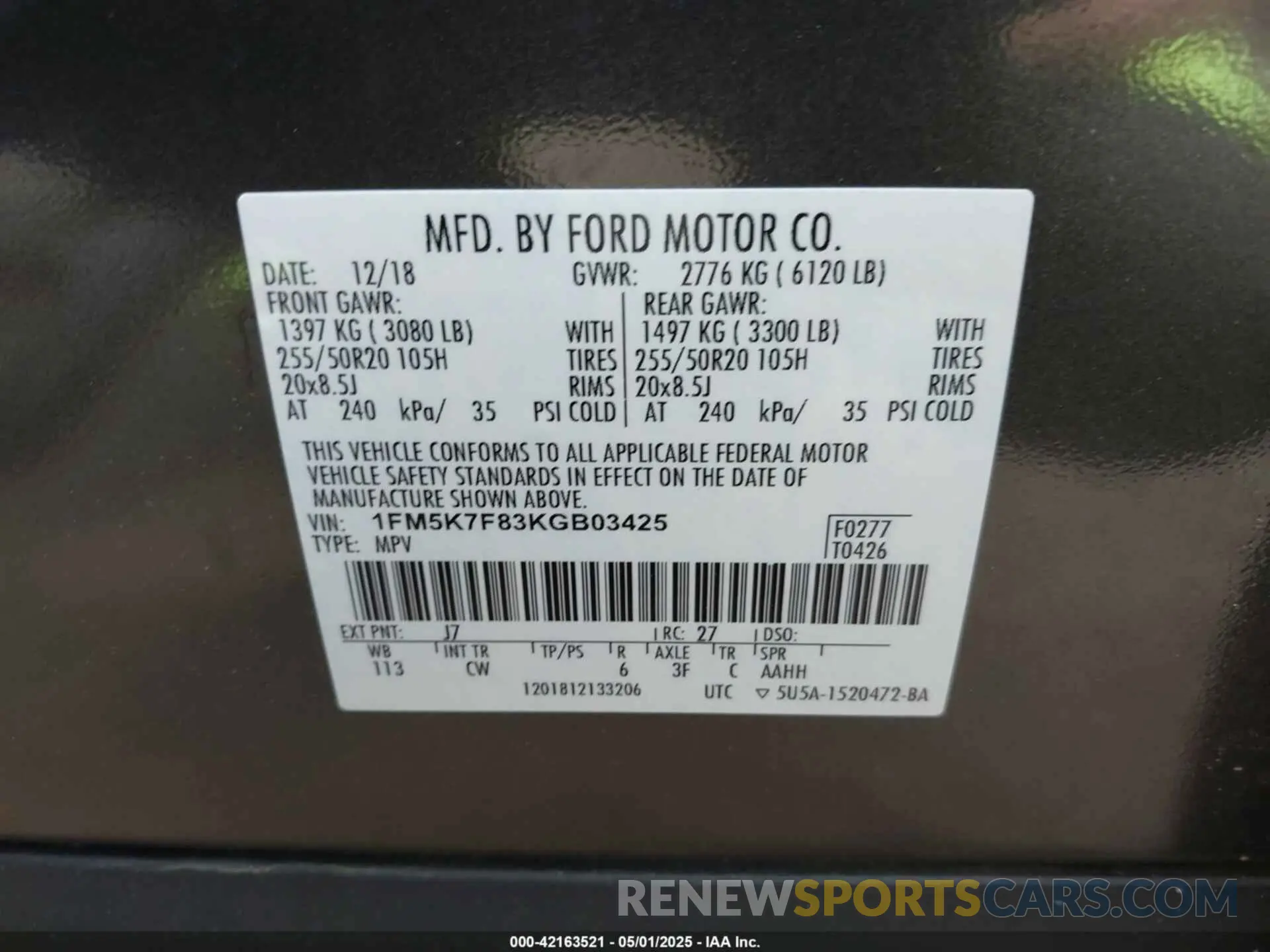 9 fotografías del automóvil dañado 1FM5K7F83KGB03425 FORD EXPLORER 2019
