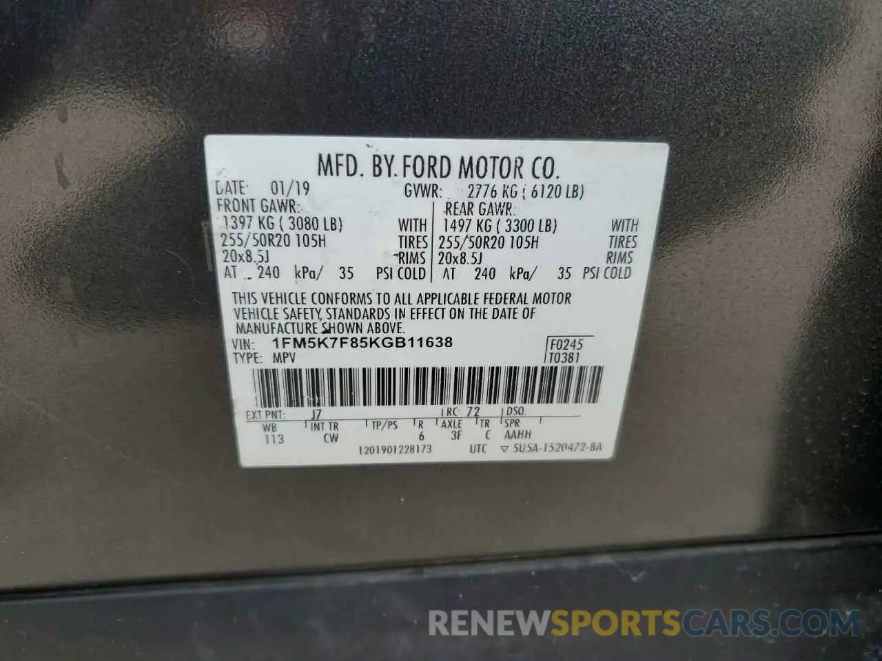 13 fotografías del automóvil dañado 1FM5K7F85KGB11638 FORD EXPLORER 2019