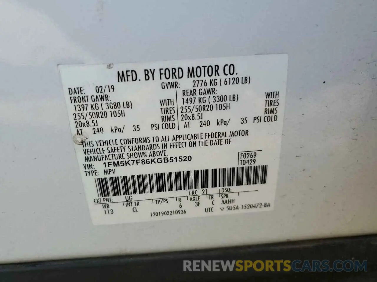 14 fotografías del automóvil dañado 1FM5K7F86KGB51520 FORD EXPLORER 2019