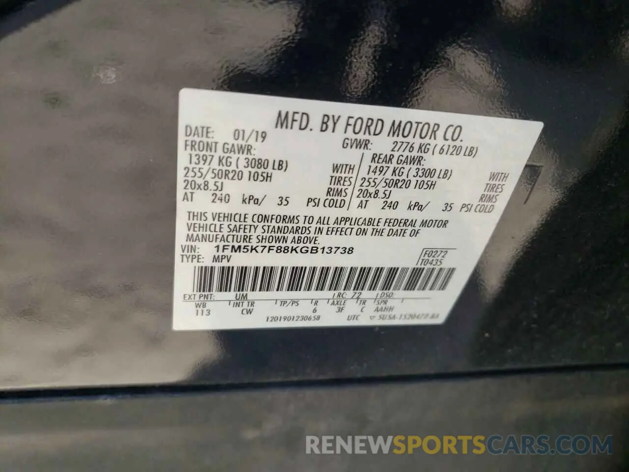13 fotografías del automóvil dañado 1FM5K7F88KGB13738 FORD EXPLORER 2019