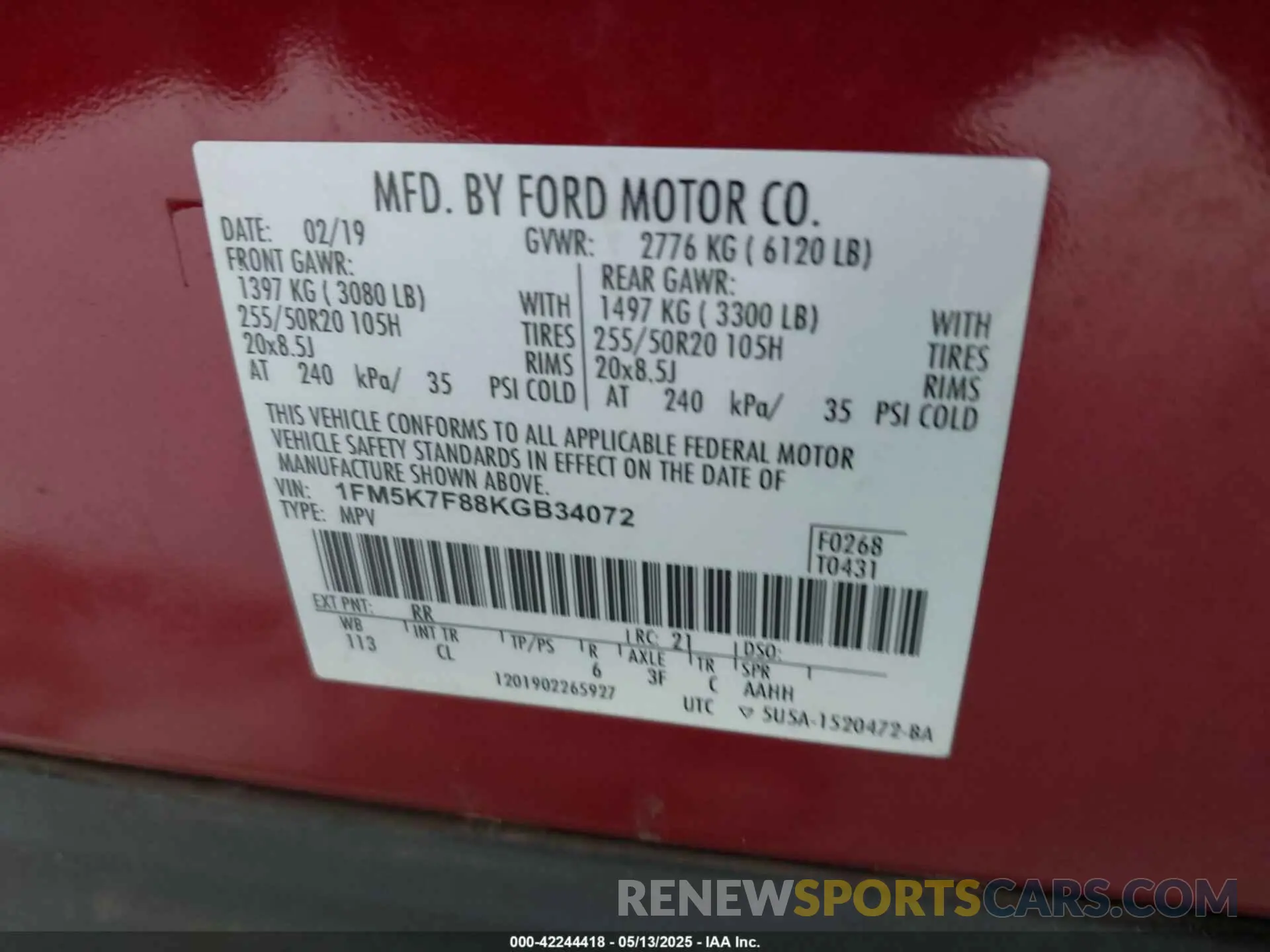 9 fotografías del automóvil dañado 1FM5K7F88KGB34072 FORD EXPLORER 2019
