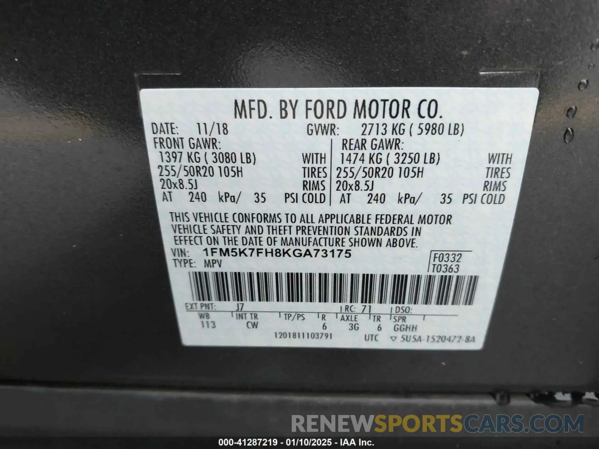 9 fotografías del automóvil dañado 1FM5K7FH8KGA73175 FORD EXPLORER 2019