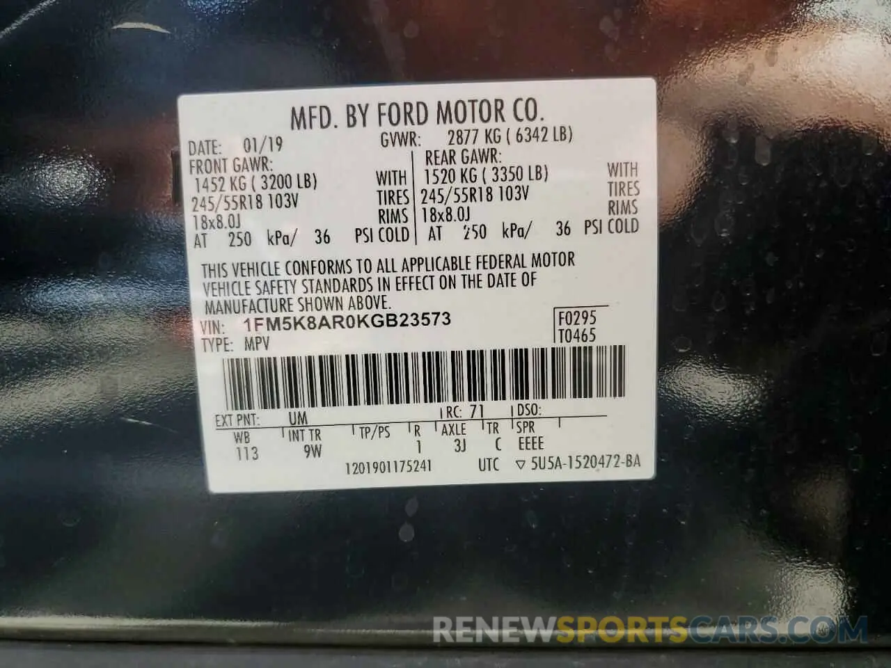 13 fotografías del automóvil dañado 1FM5K8AR0KGB23573 FORD EXPLORER 2019