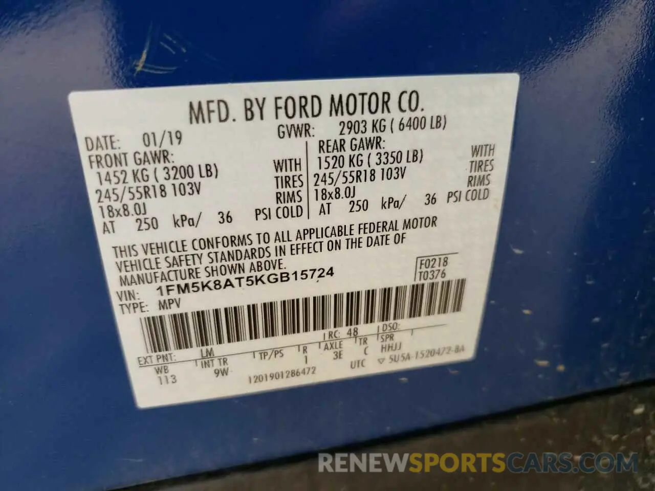 13 fotografías del automóvil dañado 1FM5K8AT5KGB15724 FORD EXPLORER 2019