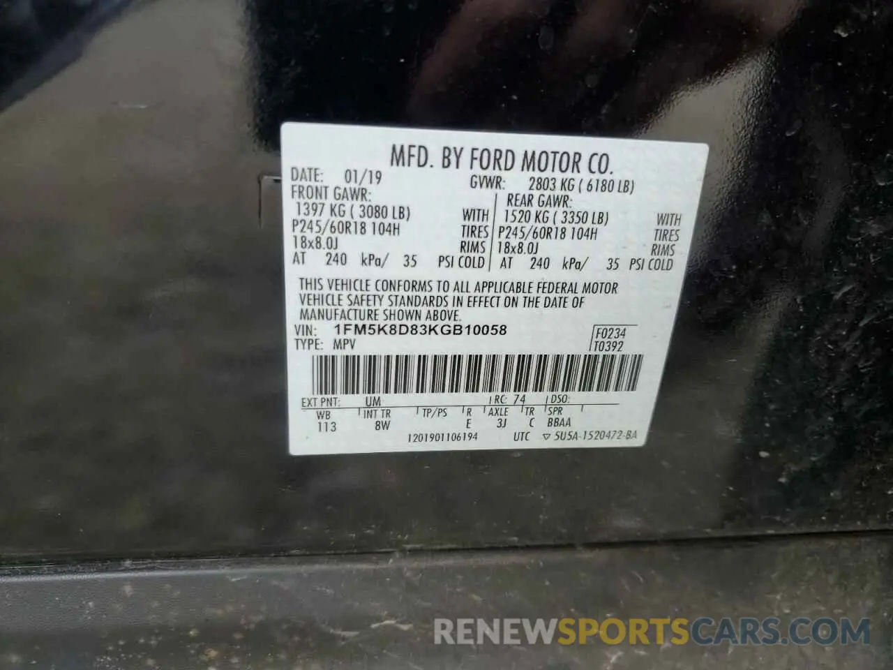 13 fotografías del automóvil dañado 1FM5K8D83KGB10058 FORD EXPLORER 2019