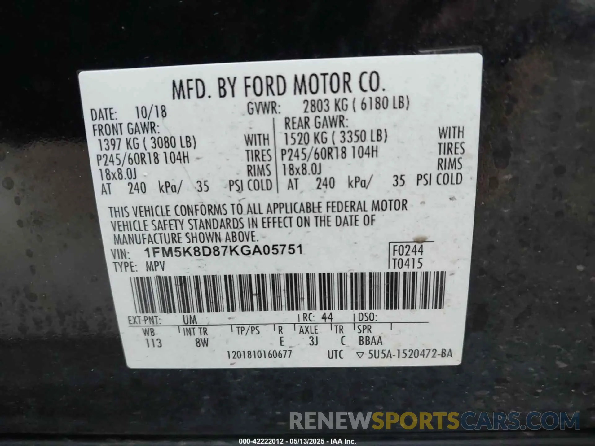 9 fotografías del automóvil dañado 1FM5K8D87KGA05751 FORD EXPLORER 2019
