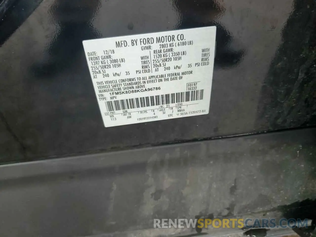 13 fotografías del automóvil dañado 1FM5K8D88KGA96786 FORD EXPLORER 2019