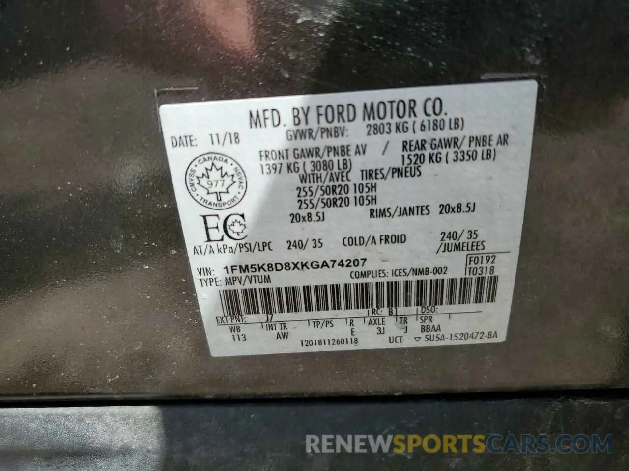13 fotografías del automóvil dañado 1FM5K8D8XKGA74207 FORD EXPLORER 2019