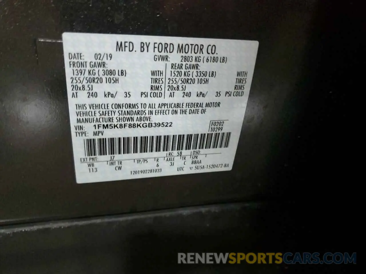 14 fotografías del automóvil dañado 1FM5K8F88KGB39522 FORD EXPLORER 2019