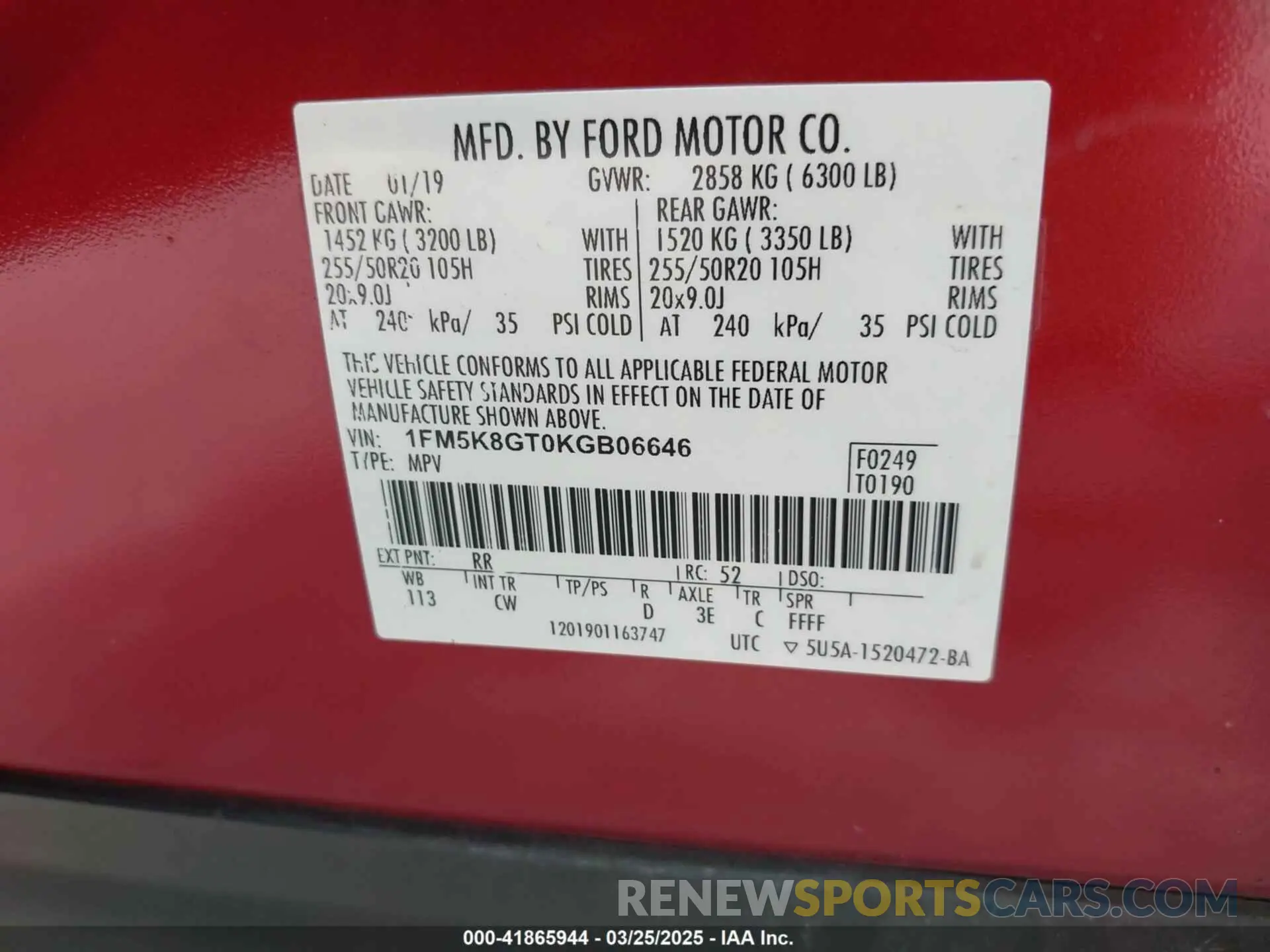 9 fotografías del automóvil dañado 1FM5K8GT0KGB06646 FORD EXPLORER 2019