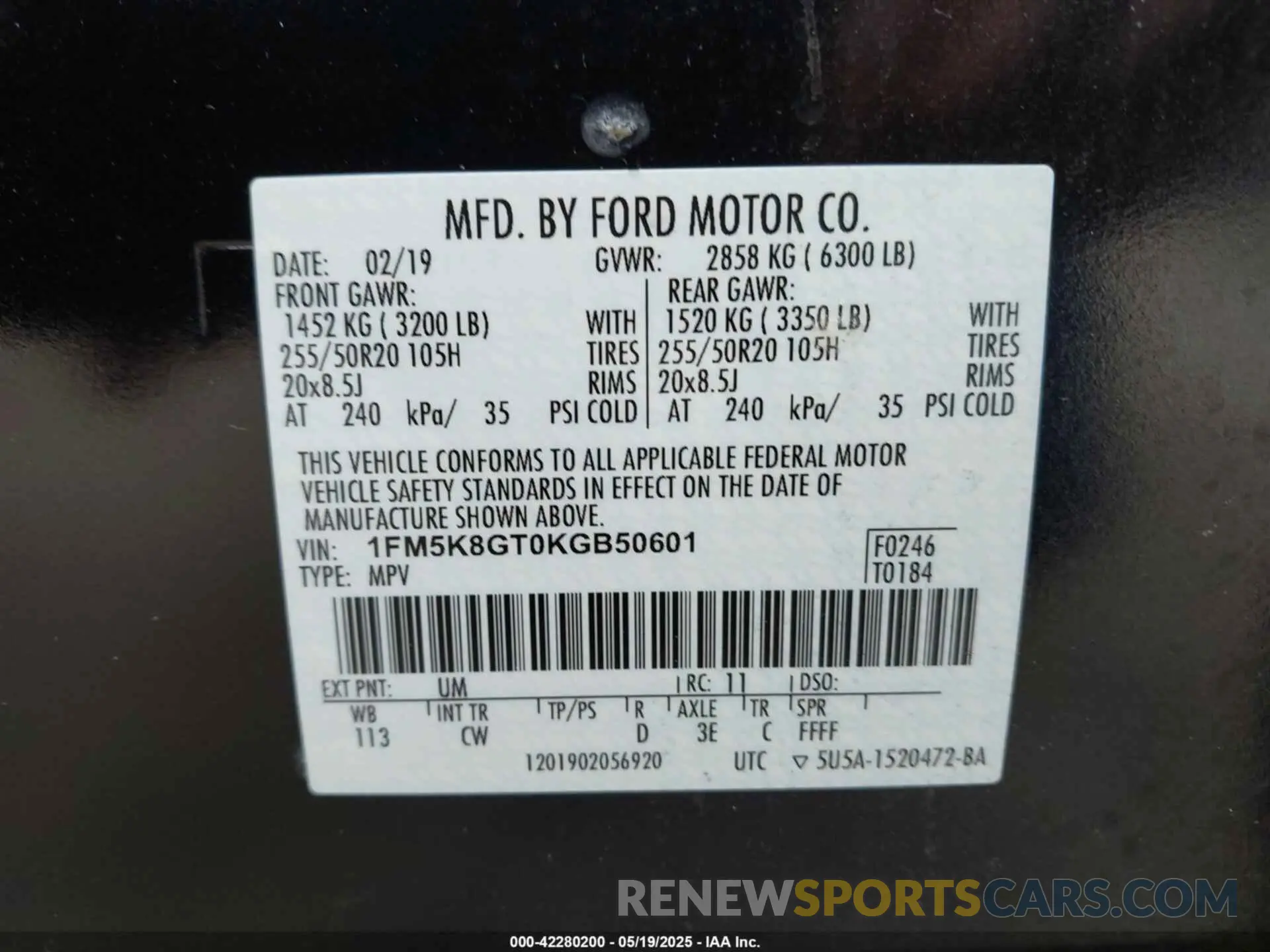 9 fotografías del automóvil dañado 1FM5K8GT0KGB50601 FORD EXPLORER 2019