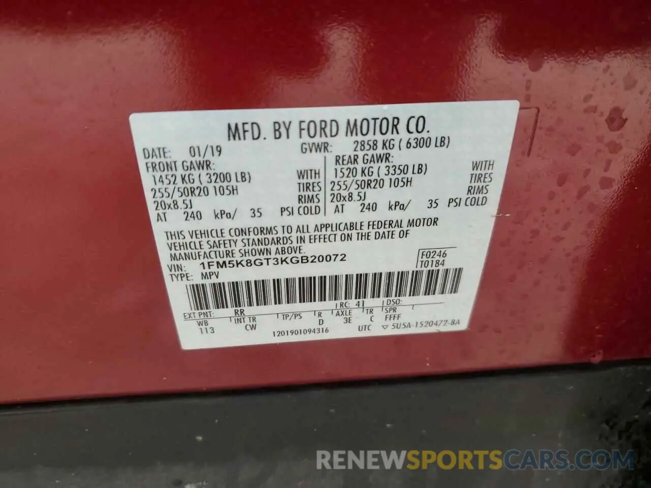 13 fotografías del automóvil dañado 1FM5K8GT3KGB20072 FORD EXPLORER 2019