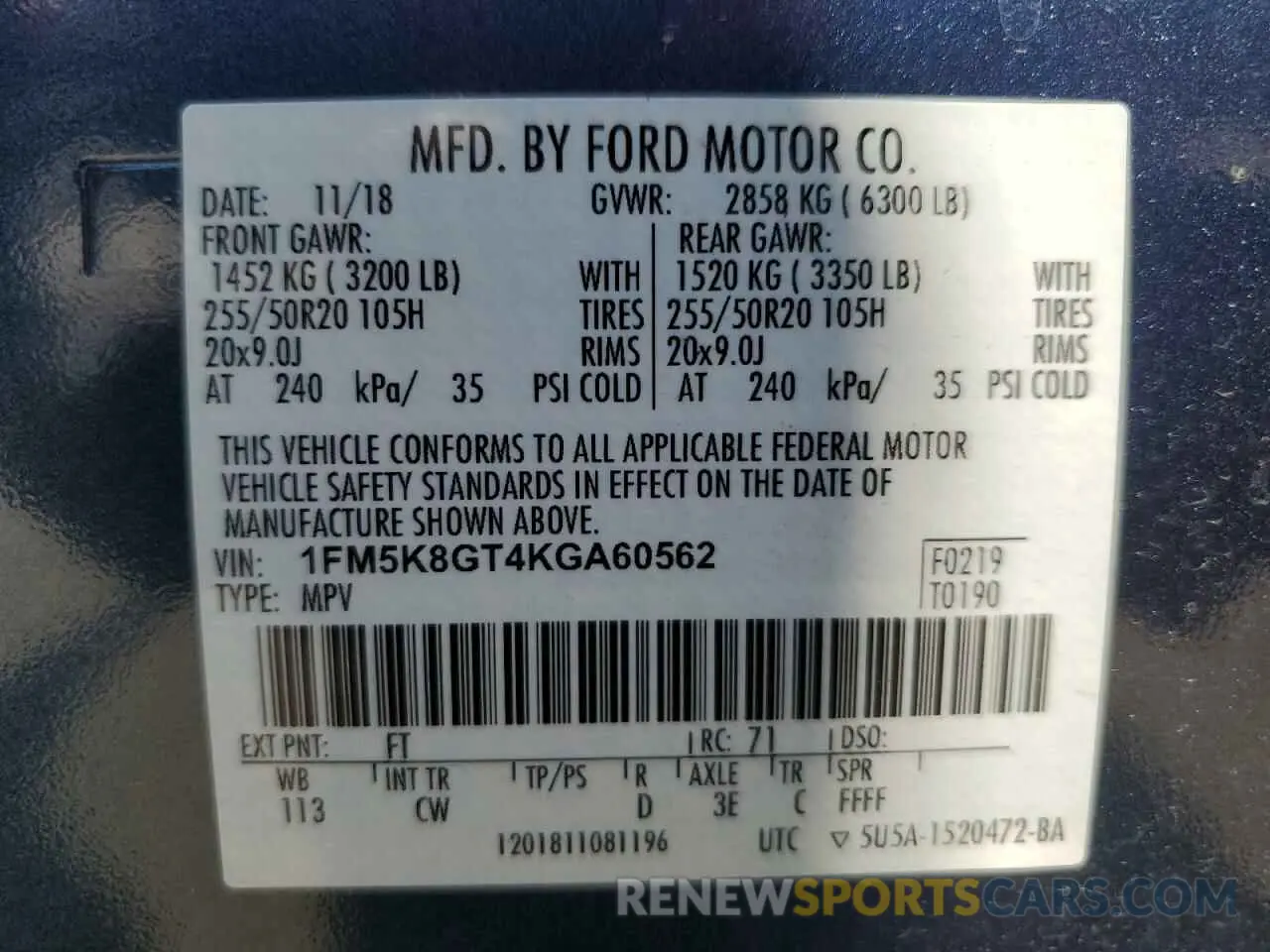 13 fotografías del automóvil dañado 1FM5K8GT4KGA60562 FORD EXPLORER 2019