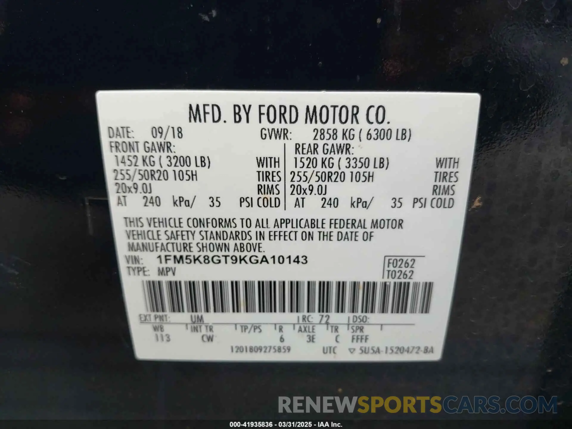 9 fotografías del automóvil dañado 1FM5K8GT9KGA10143 FORD EXPLORER 2019