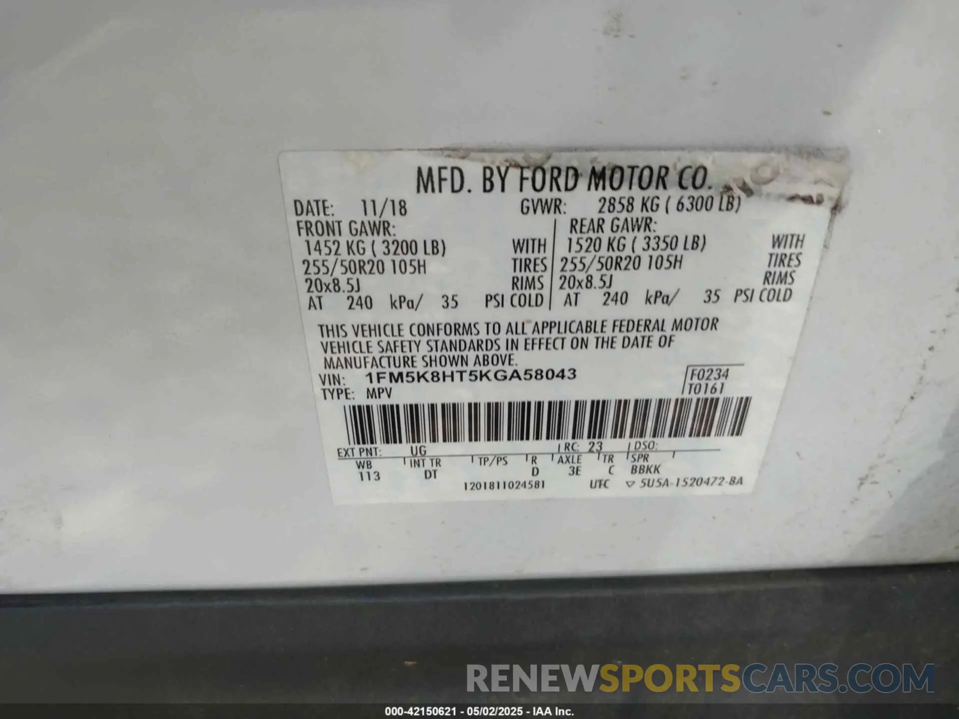 9 fotografías del automóvil dañado 1FM5K8HT5KGA58043 FORD EXPLORER 2019