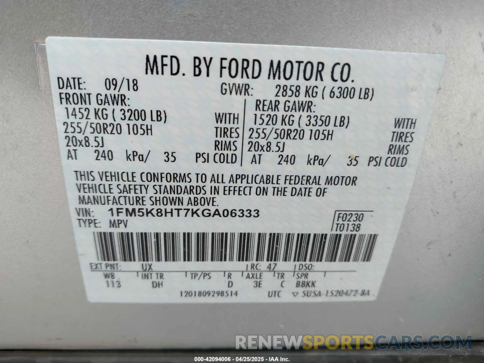 9 fotografías del automóvil dañado 1FM5K8HT7KGA06333 FORD EXPLORER 2019