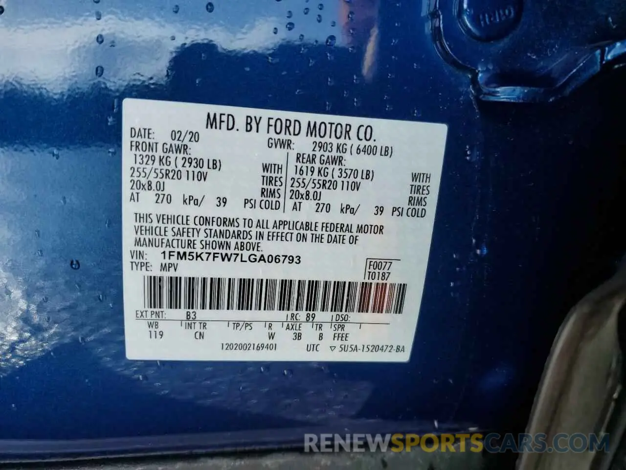 13 fotografías del automóvil dañado 1FM5K7FW7LGA06793 FORD EXPLORER 2020