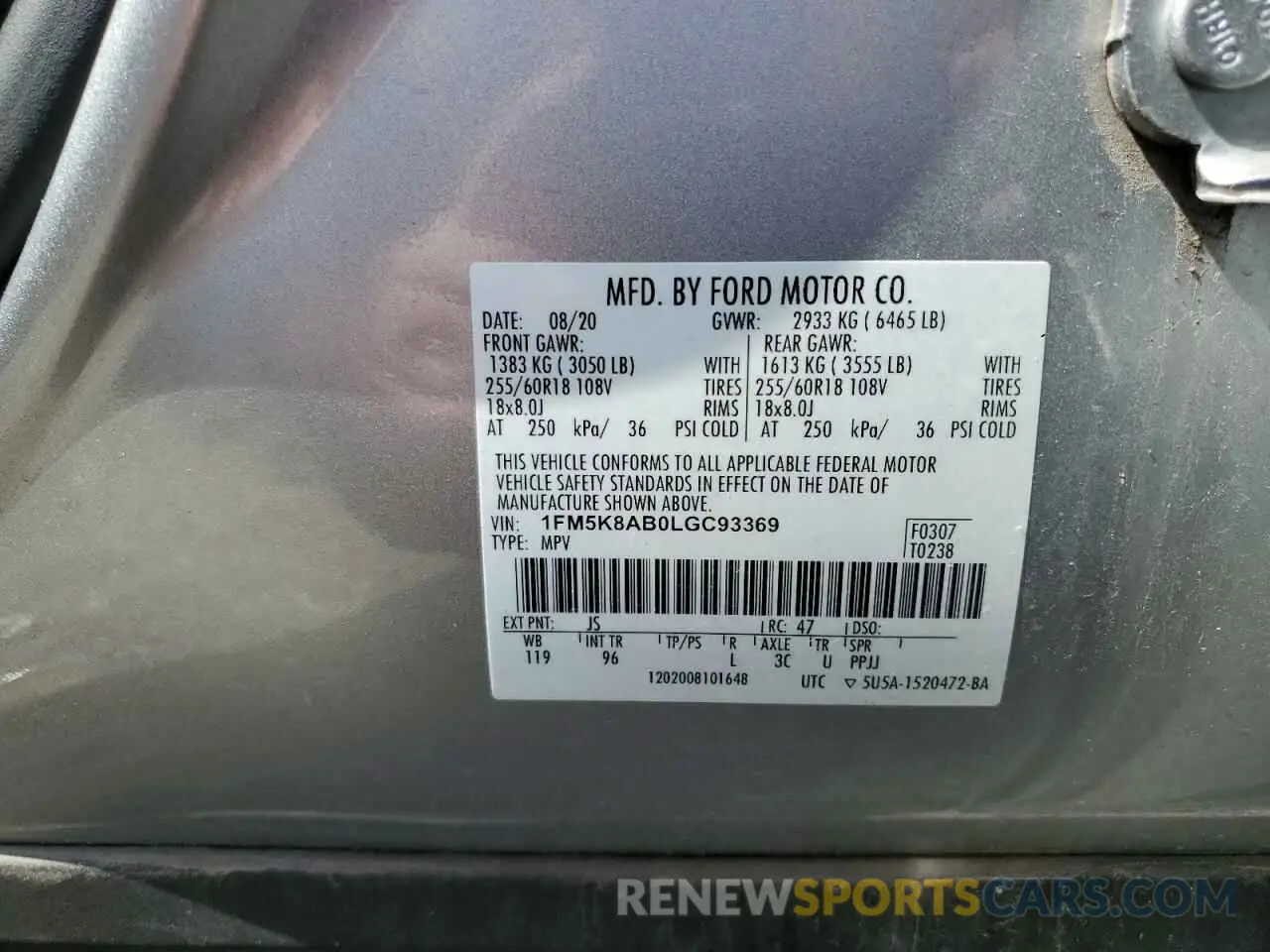 12 fotografías del automóvil dañado 1FM5K8AB0LGC93369 FORD EXPLORER 2020