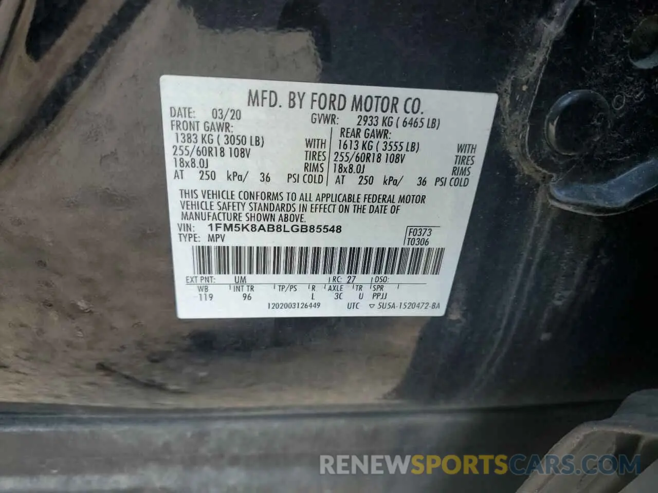 12 fotografías del automóvil dañado 1FM5K8AB8LGB85548 FORD EXPLORER 2020