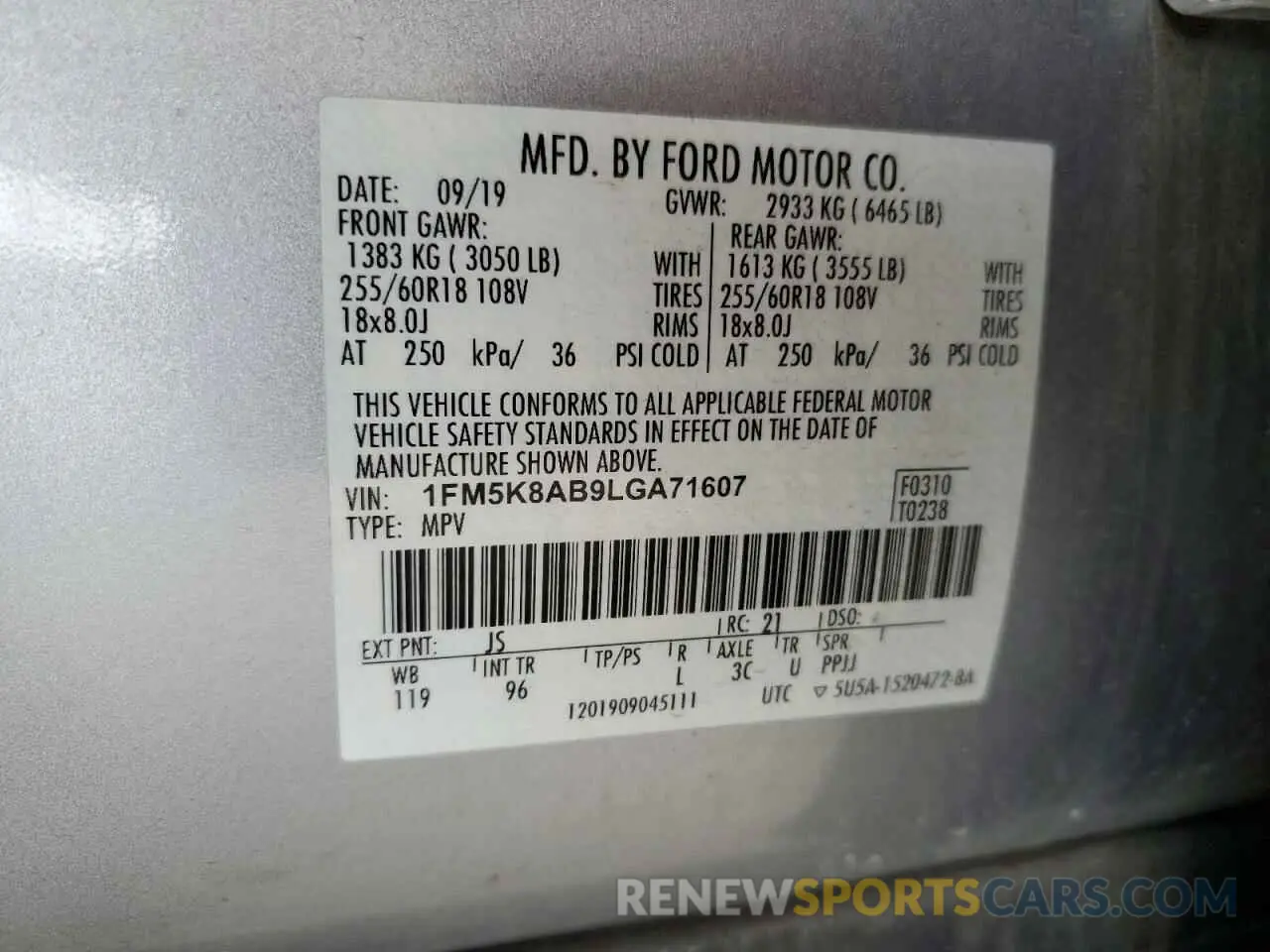 13 fotografías del automóvil dañado 1FM5K8AB9LGA71607 FORD EXPLORER 2020