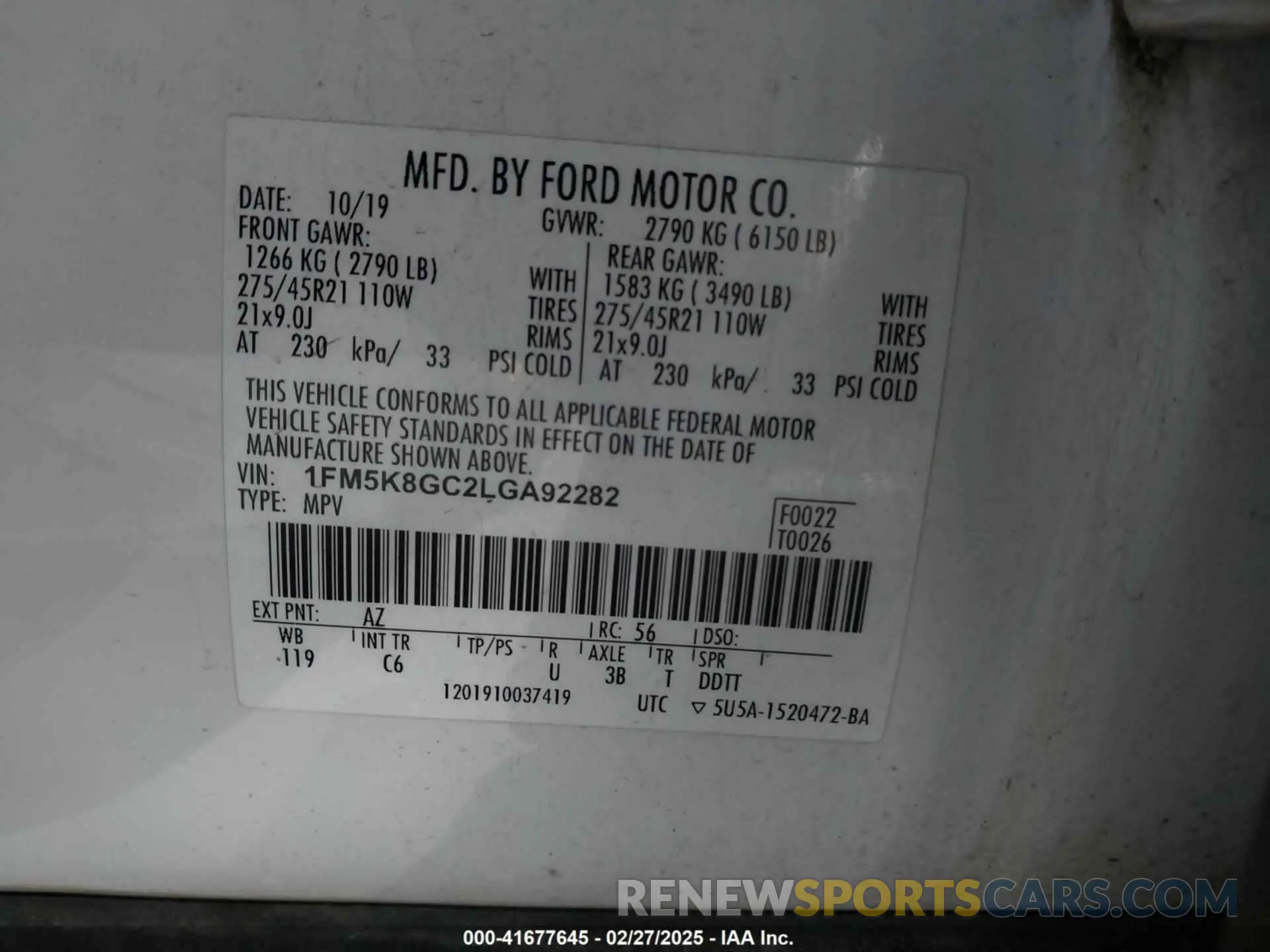 9 fotografías del automóvil dañado 1FM5K8GC2LGA92282 FORD EXPLORER 2020