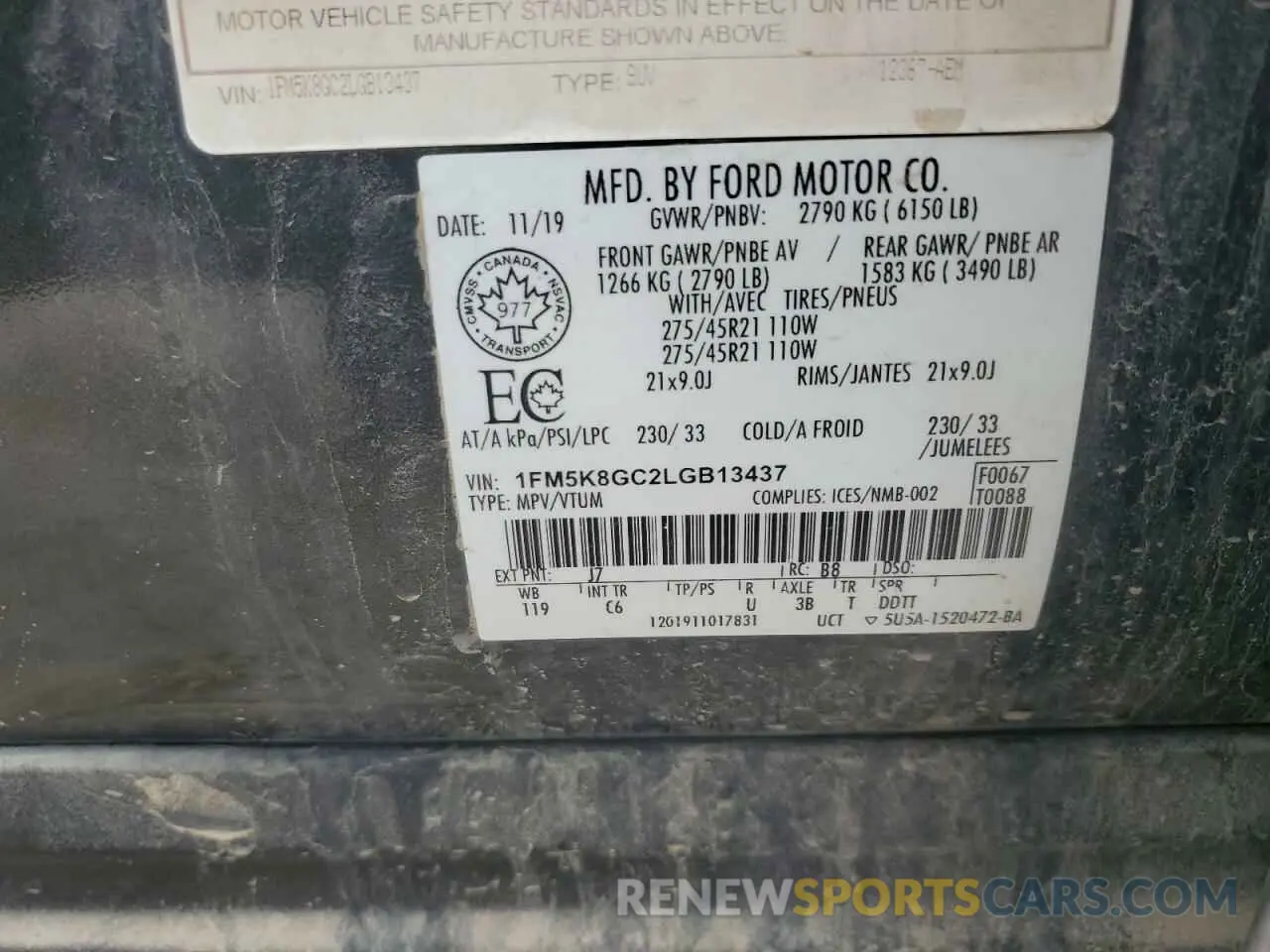 13 fotografías del automóvil dañado 1FM5K8GC2LGB13437 FORD EXPLORER 2020