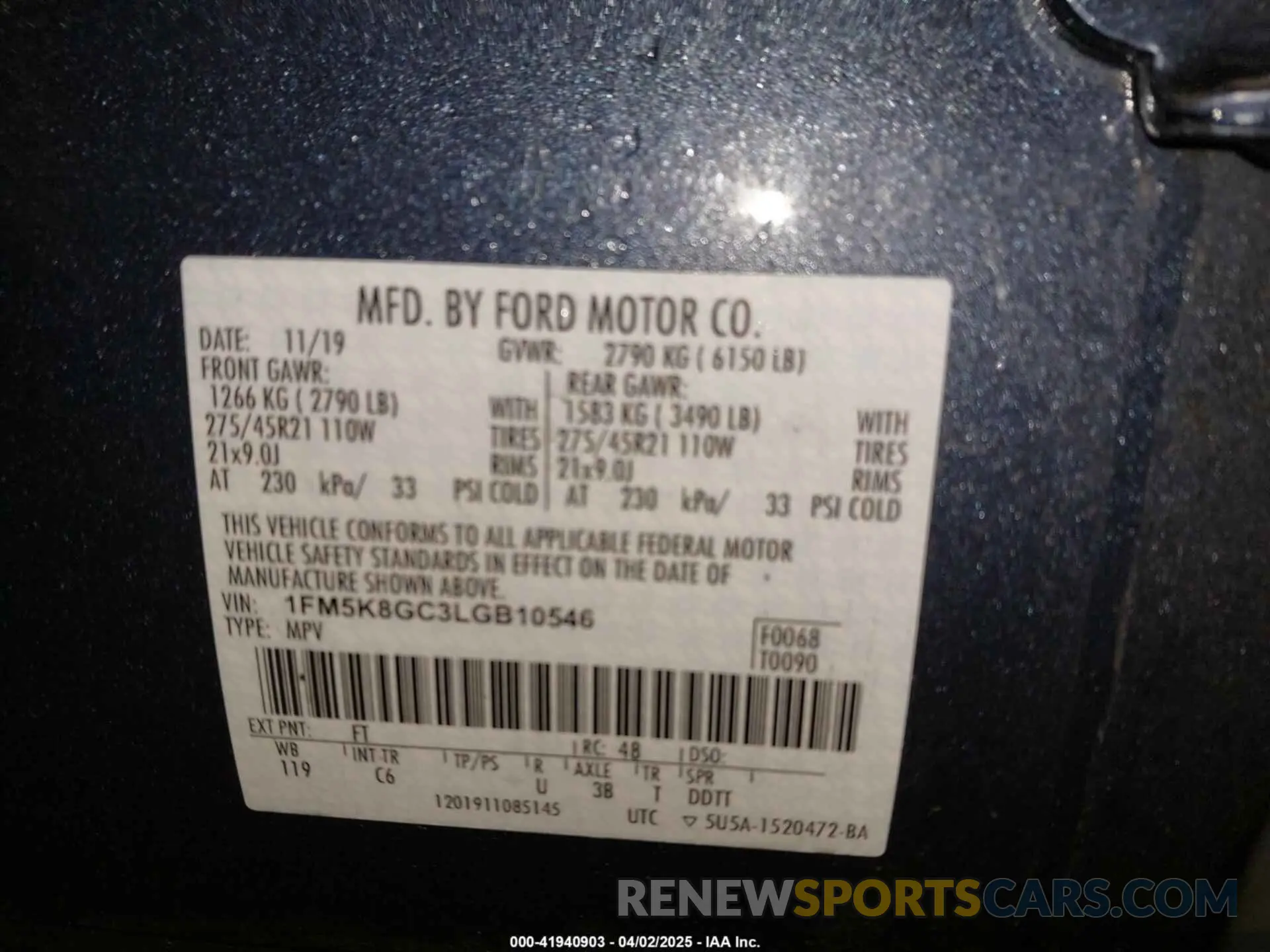 9 fotografías del automóvil dañado 1FM5K8GC3LGB10546 FORD EXPLORER 2020