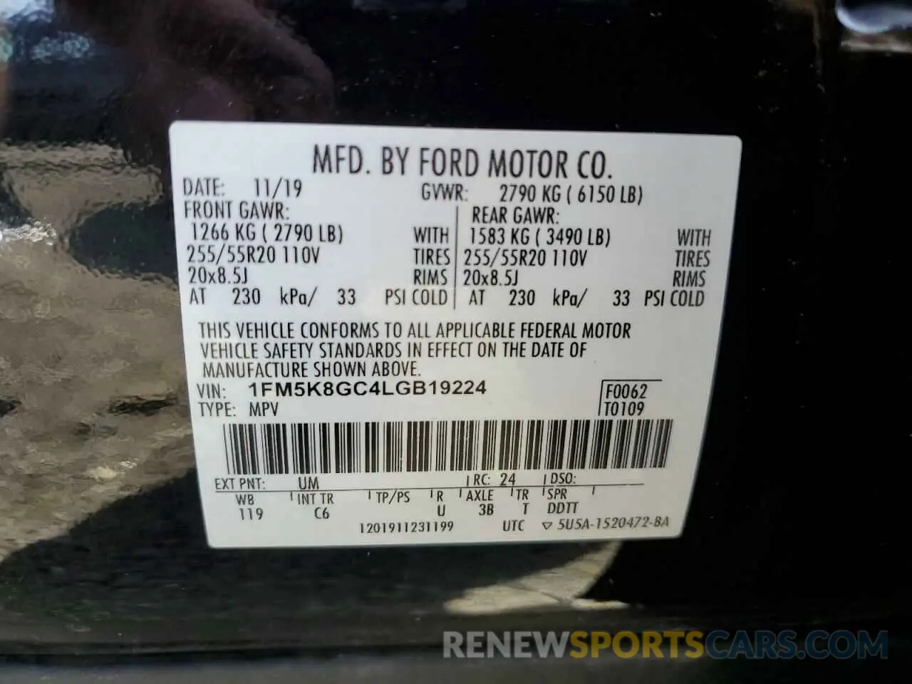 13 fotografías del automóvil dañado 1FM5K8GC4LGB19224 FORD EXPLORER 2020