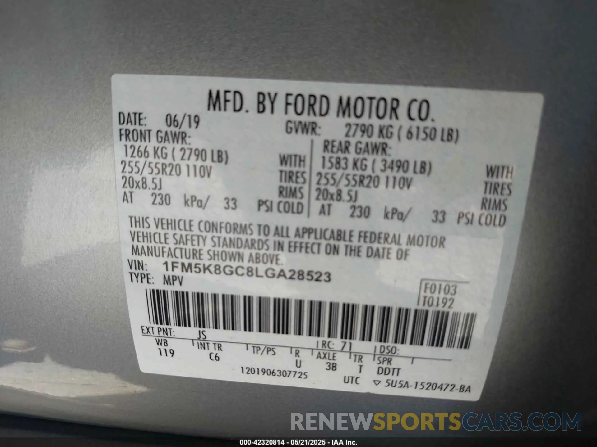 9 fotografías del automóvil dañado 1FM5K8GC8LGA28523 FORD EXPLORER 2020