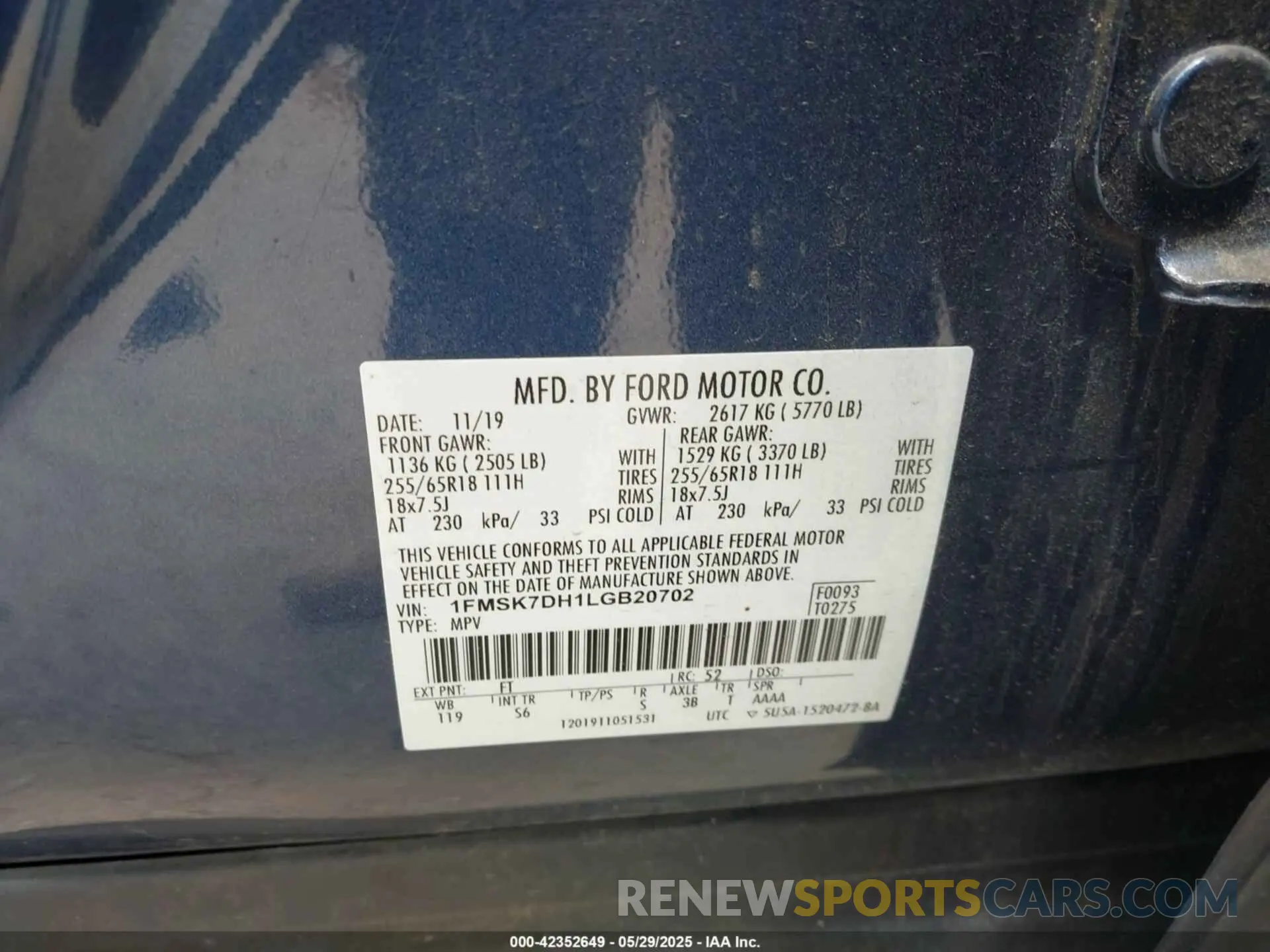9 fotografías del automóvil dañado 1FMSK7DH1LGB20702 FORD EXPLORER 2020