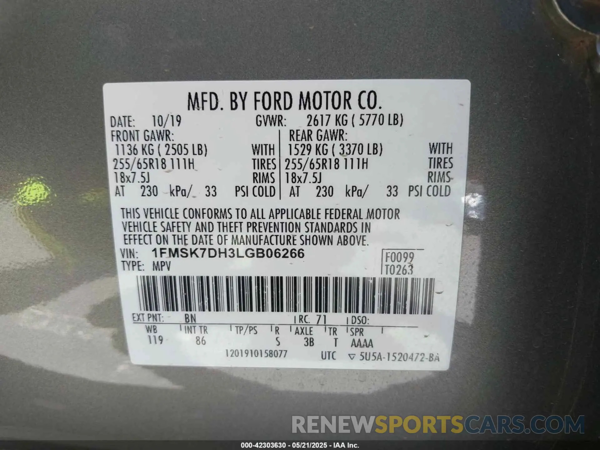 9 fotografías del automóvil dañado 1FMSK7DH3LGB06266 FORD EXPLORER 2020
