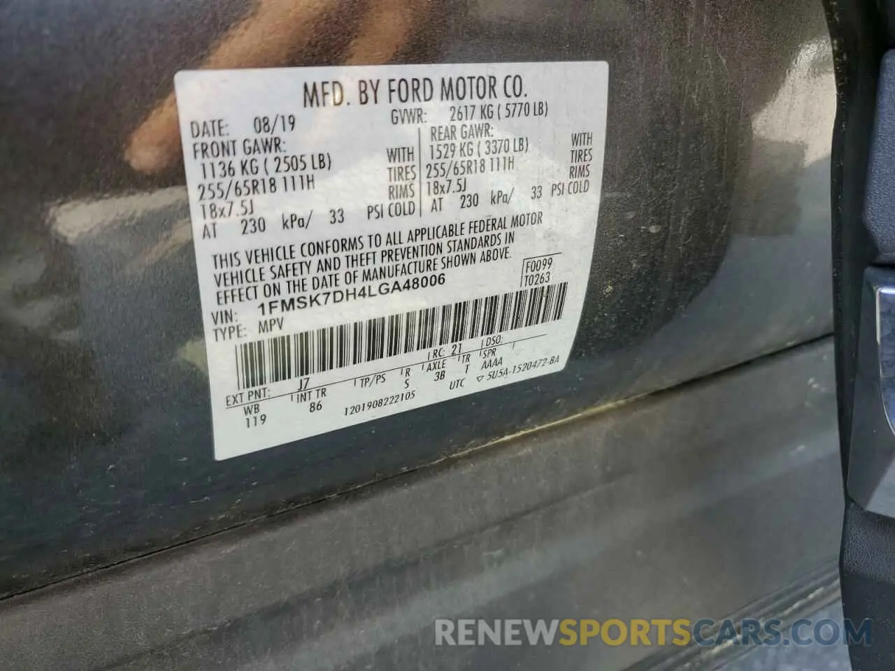 15 fotografías del automóvil dañado 1FMSK7DH4LGA48006 FORD EXPLORER 2020